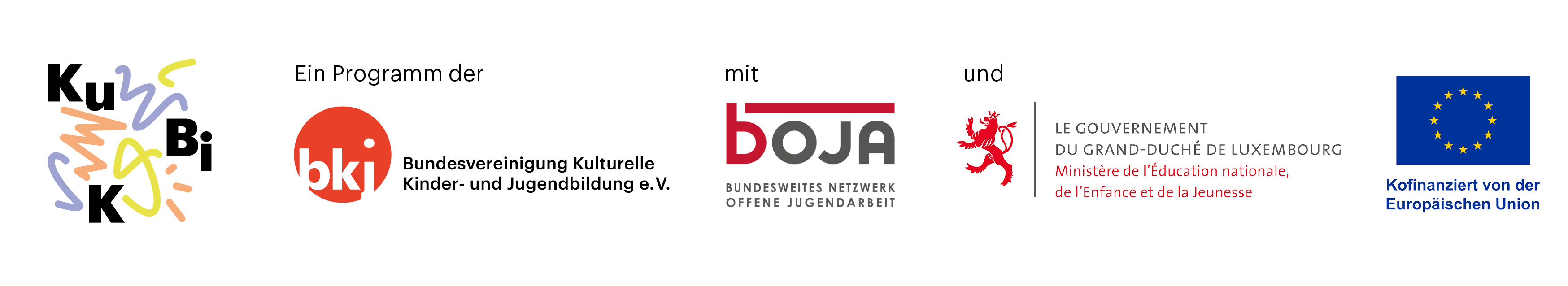 kubik Logozeile: BKJ, bOJA, Ministère de l'Éducation nationale de l#Enfantes et de la Jeunesse - Luxembourg