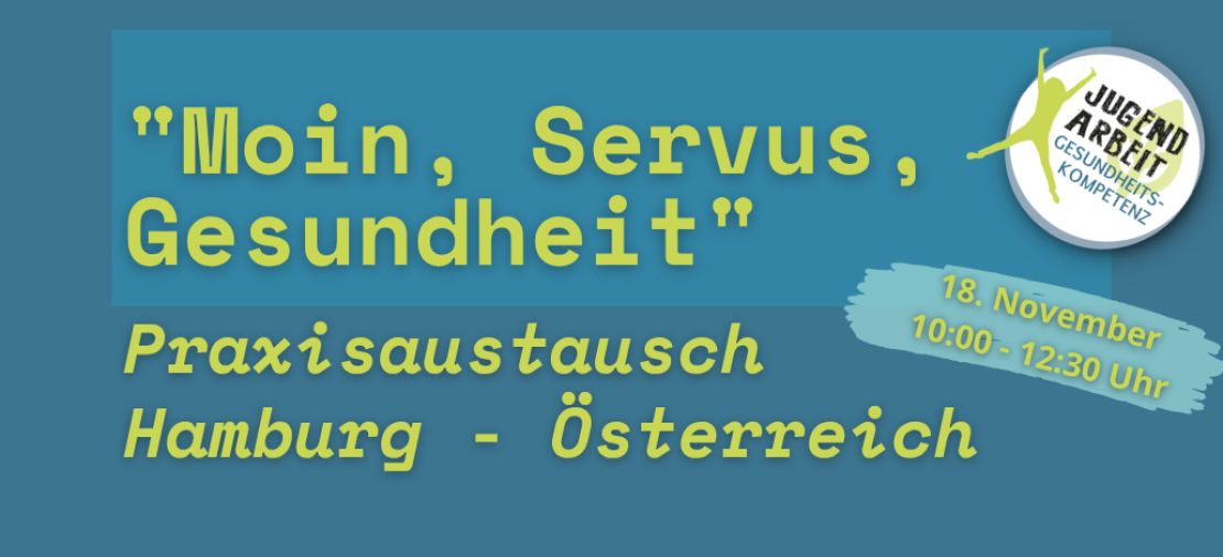 Titel und Datum der Veranstaltung und ein paar blaue Quader